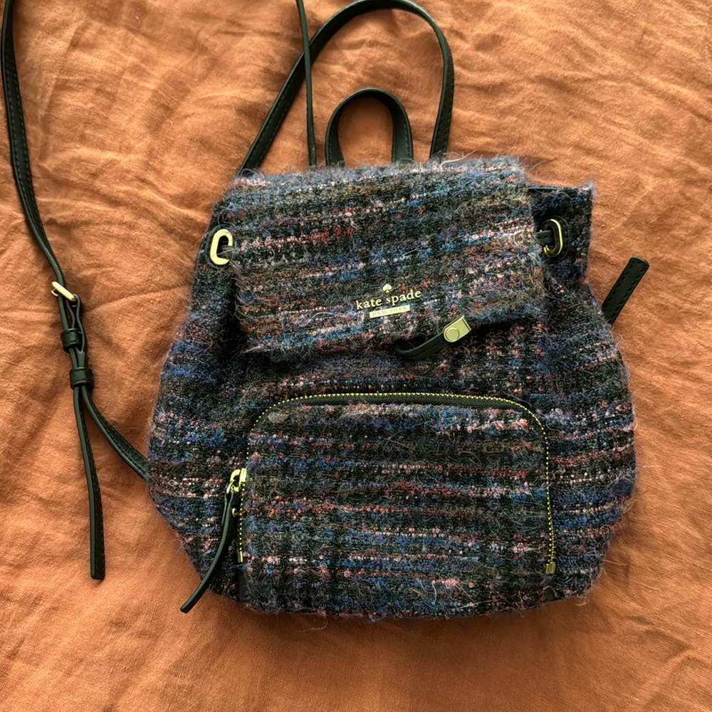 Kate spade mini purse backpack purple tweed Jessa
